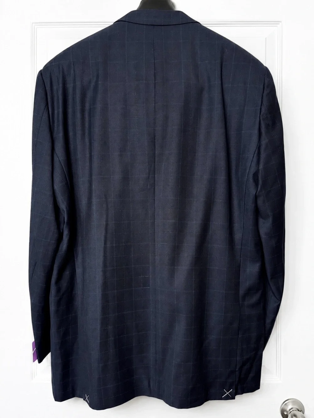 NWT Magic Johnson Super 120s Navy Windowpane 42L Business Suit